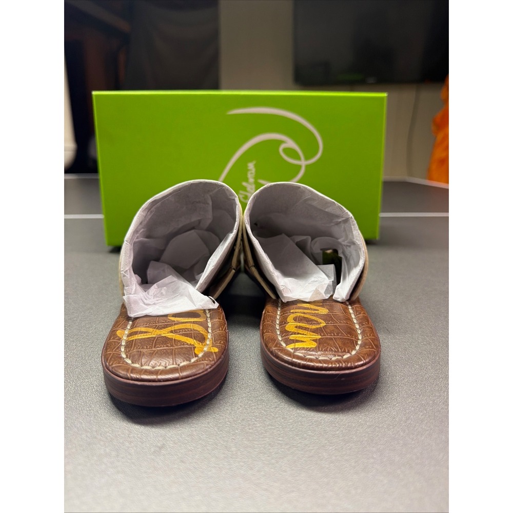 Sam Edelman Adaley Ivory Leather Double Strap Slide Sandals Gold Hardware NIB - Picture 2 of 6